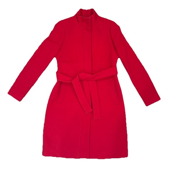 J.Crew Double Cloth By Manifaturra De Carmignano Button Up Coat Peacock Red Sz 4 - Picture 2 of 16